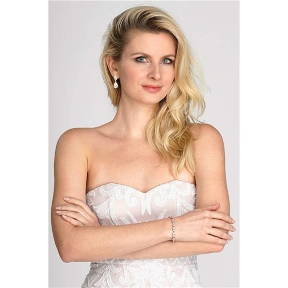 Elegant CZ Crystal Tennis Bracelet for Weddings and Proms, 7" + Extender - Picture 4 of 6